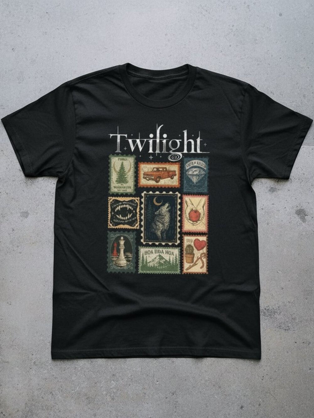 GILDAN Heavy cotton Twilight Black Graphic Short Sleeve Tee - Picture 1 of 4